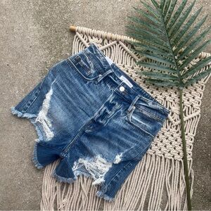 New Good American Jean Distressed High Rise Shorts Size 00 / 24